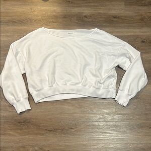Hollister Off the Shoulder White Cropped Sweatshirt